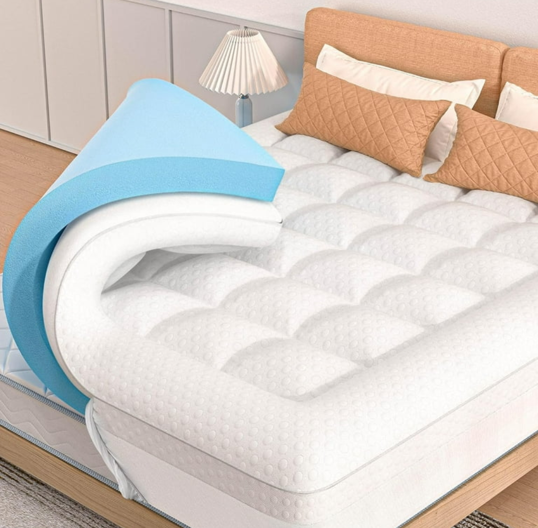 Pillow Top Mattress Topper Full Size, AprLeaf 3 Inch Dual Layer Mattress Topper, 1 Inch Cooling Pillow Topper and 2 Inch Gel Memory Foam Mattress Topper for Back Pain