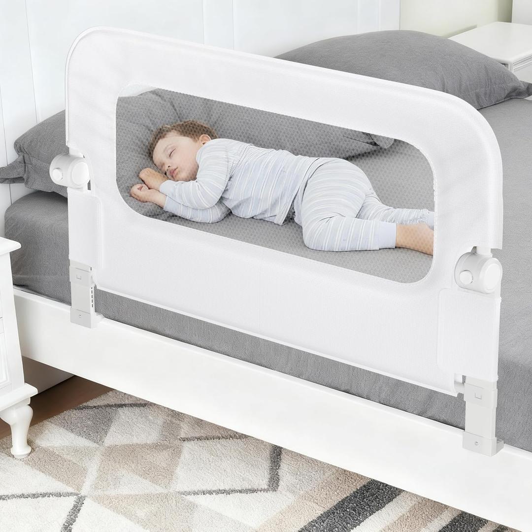 NUTIKAS Baby Bed Rail Guard for Toddlers - 35.4" Toddler Bed Rails for Crib,Twin,Full, Queen Bunk Size Bed Swing Down Bedrail Extral Tall Child Safety Side Railing Guards for Kids (36 Inch, White)