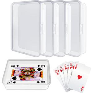 IOUKUKI 4 Pcs Blank Playing Card Cases, Clear Plastic Deck Box Holders for Game Cards & More