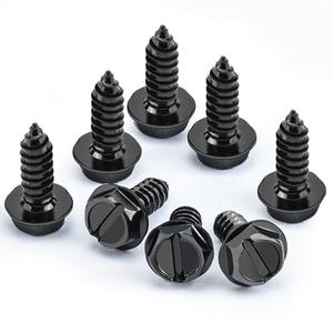 8PCS Premium Stainless Steel License Plate Screws, Rust-Proof & Anti-Rattle License Plate Bolts(Black) (Black-8PCS)