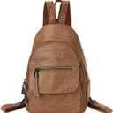 Small Backpack Purse for Women Fashion PU Leather Backpack Convertible Ladies Sling Bag (Brown)