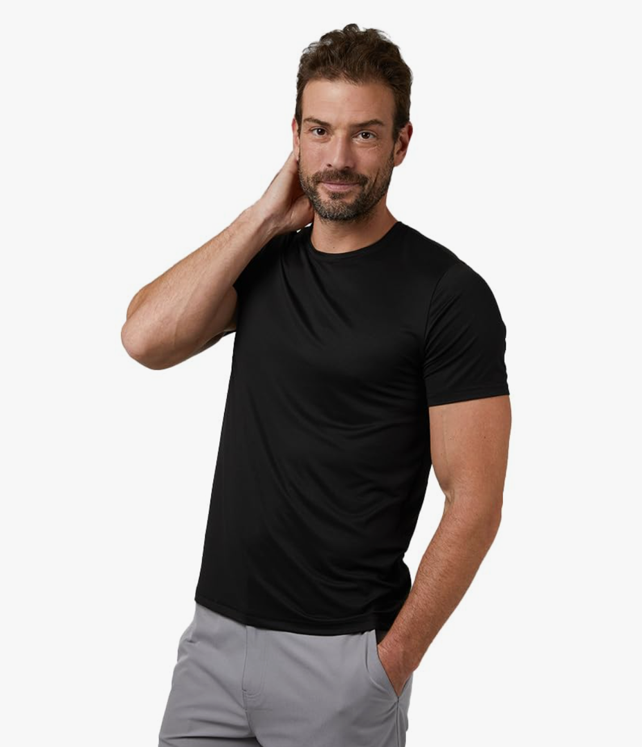 32 Degrees Men's Cool Classic Crew T-Shirt | Anti-Odor | 4-Way Stretch | Moisture Wicking L