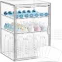 Baby Bottle Organizer X-Large Adhesive Wall-Mount 3 Tier Adjustable Acrylic Bottle Storage Container with Magnetic Door for Countertop, Cabinet, Kitchen, and Vanity, Gifts for New Mom