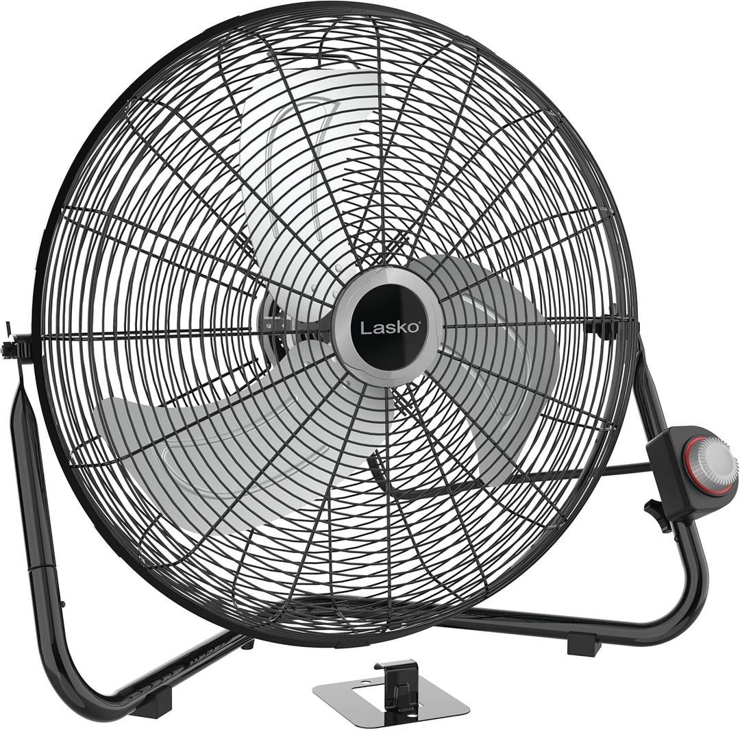 Lasko 20" Black High Velocity Wall Mount Fan with Pivoting Head - 3 Speeds, Ideal Wall Mount Fan or Floor Fans for Home, Garage, Attic, 2264QM