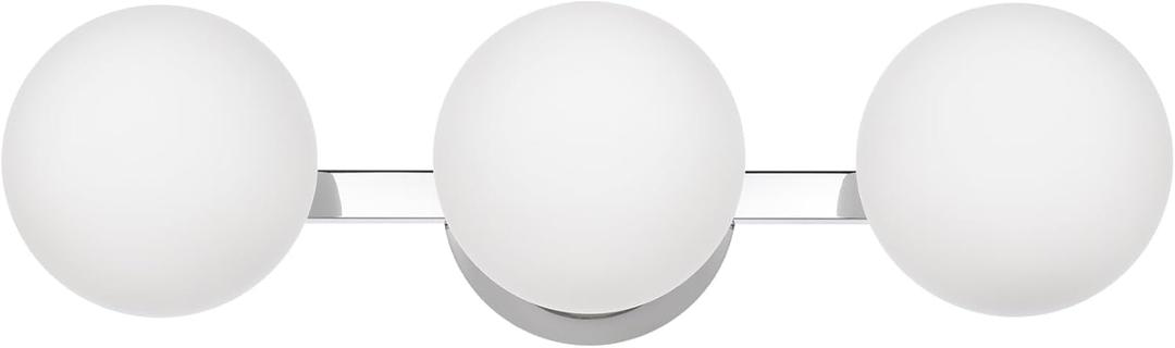Chrome Globe Bathroom Vanity Light Fixtures, Modern 3 Lights Wall Lighting, Porch Wall Mount Light Fixture for Bathroom, Over Mirror Cabinets