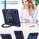 ROISKIN for iPad Pro 12.9 -Inch Case (6th, 5th, 4th & 3rd Gen)with HD Screen Protector, 360 Stand, Handle, Pencil Holder,Shoulder Strap[15ft Drop Protection]Rugged Bulky Full Body 12.9 iPad Pro Case Navy Blue