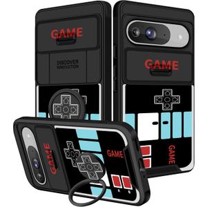 for Pixel 9 Pro/Pixel 9 Case - Women Girls Cute Phone Cover Girly Pretty Aesthetic Game Unique Design with Camera Cover and Ring Stand Funda for Pixel 9 Pro/Pixel 9