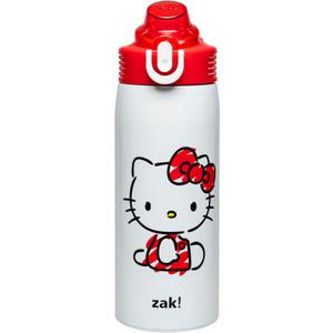 Zak Designs Sanrio Sage Kids Water Bottle For School or Travel, 19oz Stainless Steel Water Bottle With Straw, Handle, and Leak-Proof, Pop-Up Spout Cover (Hello Kitty)
