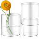 3 Pcs Clear Cylinder Vases Bulk Acrylic Cylinder Round Flower Wide Mouth Vase for Centerpieces 5.9/5.11/3.93in Decorative Vase for Flowers Candle Holder Home Wedding Party Table Decoration