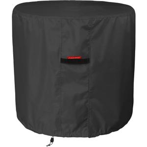 Porch Shield Waterproof AC Covers Heavy Duty Round Air Conditioner Cover for Outside Unit Up to 34''D x 30''H, Black