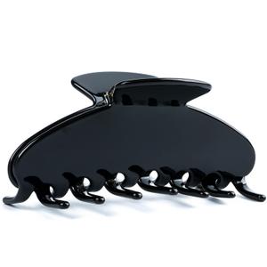 MAORULU Cute Claw Clip for Women  4'' Large Acetate Hair Clips for Thick Thin Curly Long Hair, Durable Hair Clamps Non-slip Jaw Clip, Strong Hold, Stylish French Design (Solid Black)