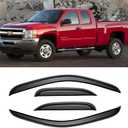 Window Visors for 2007-2013 Chevy Silverado & GMC Sierra 1500 Extended Cab, Rain Guards Vent Deflector Shade Dark Smoke 2007-2014 Silverado & Sierra 2500 HD/ 3500 HD, Tape-On, 4PCS