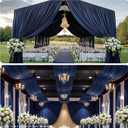 50ftx40ft Navy Blue Ceiling Curtain for Wedding Parties 10 Panels Wrinkle-Free 40 FT Long Tent Draping Curtains for Wedding, Birthday & Theme Parties, 40ft Height with Rod Pocket