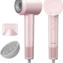 Hair Dryer, High-Speed Ionic Low Noise Blow Dryer with Brushless Motor for Fast Drying, Thermo-Control Quiet Compact Pink Hair Blow Dryers with Magnetic Diffuser for Curly Hair for Home Travel Salon