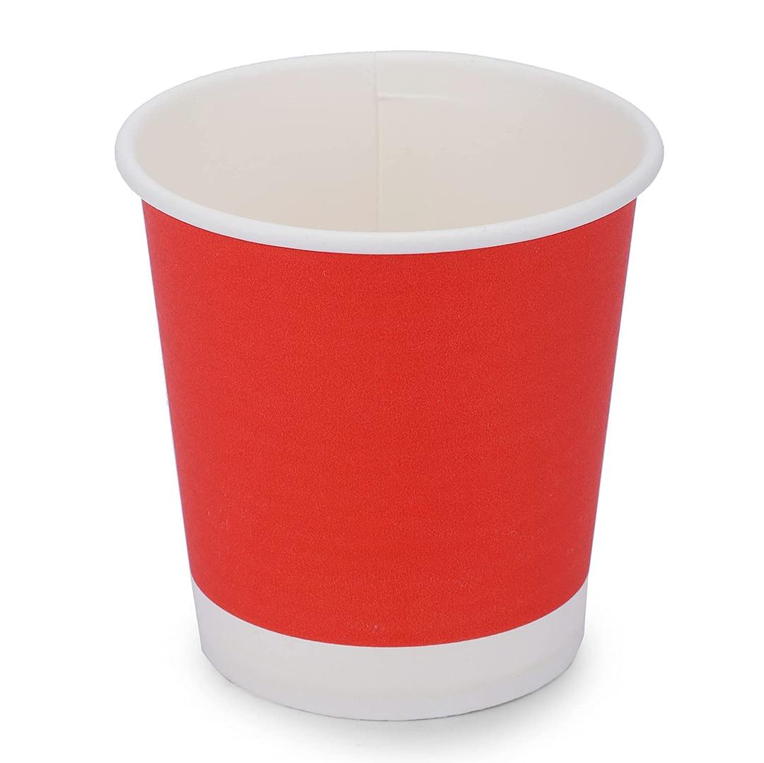  Fire Red & White Disposable Party Paper Cups for Hot & Cold Beverages, Party Cups Glasses | Perfect for Cappuccino, Hot Cocoa, or Iced Drinks 200ml, Pack of 60