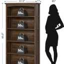 TVU 5-Tier Wooden Bookshelf, 31.5" W x 65" H 9.9" D Bookshelf with Storage, Floor Standing Modern Style Display Bookcase for Living Room, Office, Study Room, Entryway, Brown