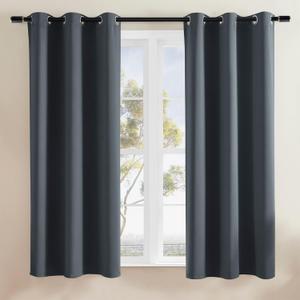 Rutterllow Blackout Curtains for Bedroom, Thermal Insulated Room Darkening Curtains 2 Panels for Living Room, Grommet Top (42x63 Inch, Dark Grey)