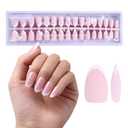 2 x Press on Nails, 256pcs Pink French Tip Press on Nails, Short Almond French Soft Gel Nail Tips, No Need to File Tips Pre-lasting, Acrylic Fake Nails for Women Nail Art DIY 16 Sizes
