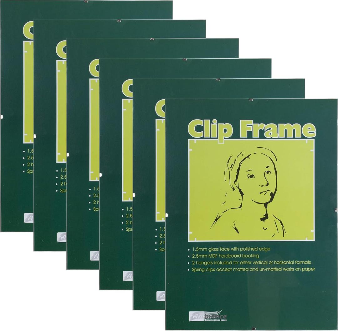 Ambiance Gallery Clip Frame - 12x16-6 Pack of Modern Low-Profile Invisible Minimalist Picture Frames - Poster Frames with Glass and Backing