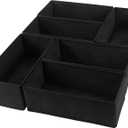 6 Pack Dresser Organizers - Drawer Organizers for Clothing & Baby, Woven-Fabric Storage Drawers (Black (1 cell)