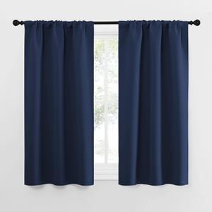 NICETOWN Kitchen Curtains, Short Blackout Curtains & Drapes, Thermal Insulated Blackout Curtain Panels for Kids Room, Play Room (Navy, 34" Wide by 54" Long, 2 PCs)