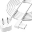 AGVEE 5ft TV Power Cord, 90 Degree Angled L-Shaped UL Listed 2-Prong AC Power Cable IEC C7 C8 Compatible with Samsung LG Sony Insignia Apple TV LCD LED, Vizio Roku JBL Partybox, White