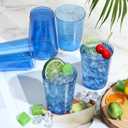 Minatee 100 Count Plastic Cups Disposable Fancy Cups Heavy Duty Wine Cocktail Glasses for Mother's Day, Wedding, Graduation, and Birthday Party Plastic Drinking Tumblers(Blue,10 oz)