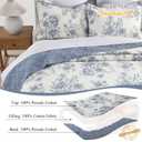 SOElinens Oversized King Bedspread 120x120 - Botanical Floral Farmhouse Reversible California King Quilt Set, 3-Piece Lightweight Thin Comforter Coverlet Set, 100% Cotton, Cal King, Blue/Off White
