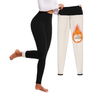 FULLSOFT Fleece Lined Leggings for Women – Thick High Waisted Winter Warm Yoga Pants Workout Tummy Control Thermal Warm Leggings(Black,Large)