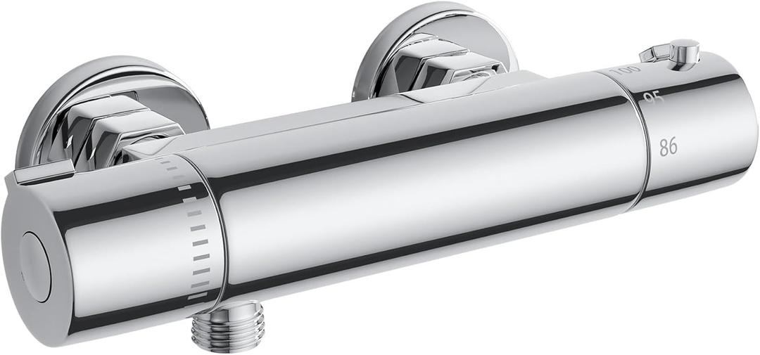 FUGO RV Thermostatic Shower Faucet,RV Bathroom Shower Faucet, 4 Inch RV Shower Faucet Valve, Soild Brass, Chrome
