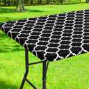 Smiry Rectangle Picnic Table Cover, Waterproof Elastic Fitted Camping Tablecloths for 6 Foot Tables, Wipeable Flannel Backed Vinyl Tablecloth Protector for Indoor, Outdoor (Black, 30x72 Inches)