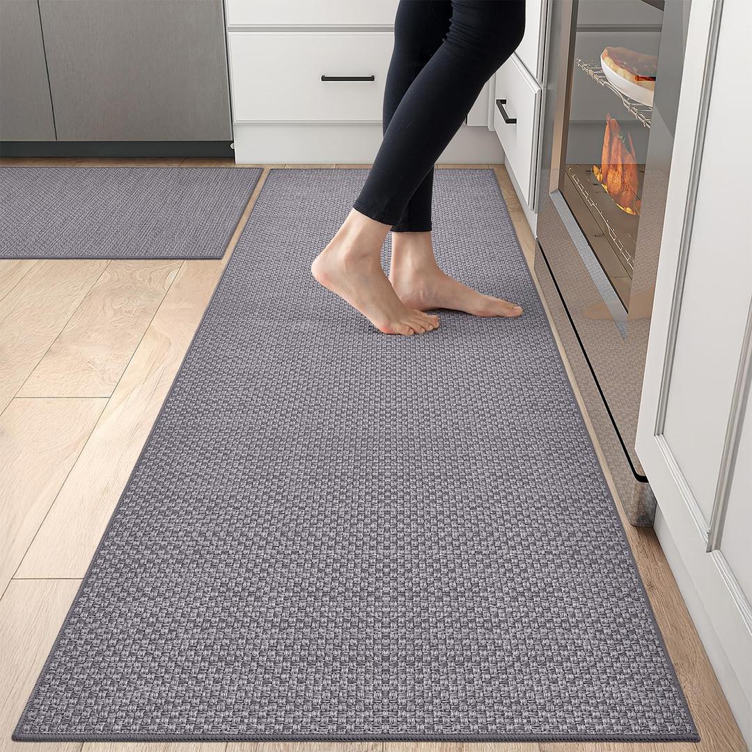 DEXI Kitchen Rugs Non Slip Washable, 24x36+24x72 Absorbent Floor Mats Thin, Soft Carpet Runner for Sink Laundry, Set of 2, Grey DEXI Kitchen Rugs Non Slip Washable, 24x36+24x72 Absorbent Floor Mats Thin, Soft Carpet Runner for Sink Laundry, Set of 2, Grey