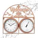 Tulivios 17Inch Large Outdoor Clock,Waterproof Wall Clock with Thermometer,Weatherproof Non-Ticking Quartz Battery Operated Decor Clock for Patio,Garden,Pool,Porch,House Warming Gifts