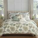Levtex Home - Grey Palladium Comforter Set - King Comforter (106x94in.) + Two King Pillow Cases (36x20in.) - Paisley - Green, Yellow, Grey, Blue and White - Cotton