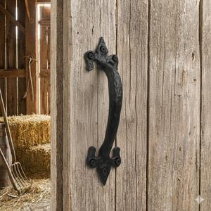 The Metal Magician 7 Inch Barn Door Handles, Pack of 2, Garage Door Handles Decorative, Hardware Rustic FDL Design Black Cast Iron Handle, Fence Gate, Metal Gate Outdoor, Outdoor Kitchen Cabinets