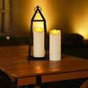 Homemory Outdoor Waterproof LED Candles, Battery Operated with Remote and Timers, Electric Fake Plastic Pillar Candles, Ivory White, Set of 2