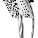 Shower Head with Handheld High Pressure, Rain Shower Head with Fixed Showerhead and 9 Sprays Handheld Shower, Detachable 2-IN-1 Shower head with 59" Rotatable Stainless Steel Hose (Brushed Chrome)