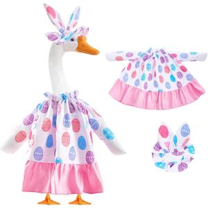 Easter Bunny Themed Cute Pattern Goose Outfit 23in High for Cement Plastic Outdoor Statue Garden Goose Costume