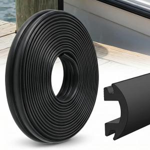 DaisyInner 50 ft Vinyl Rub Rail Insert, 1-3/16 Inch Black Boat Rub Rail Replacement, Flexible Marine Grade PVC Bumper Insert for Boats Kayaks Pontoons