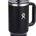 Hydro Flask Travel Tumbler with Handle, Lid and Straw - Insulated Stainless Steel in 40 Oz Black