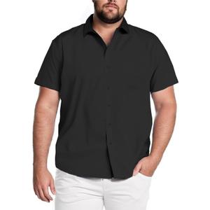 COOFANDY Big & Tall Shirts for Men Short Sleeve Button Down Casual Dress Shirts (Black),  6X-Large Big Tall