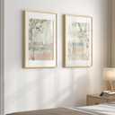 Framed Neutral Abstract Landscape Wall Art for Living Room, Large Set of 2 Minimalist Tree Canvas Artwork for Walls, Modern Nature Scenic Paintings Prints Wall Decor for Bedroom Home Office, 20x30 In