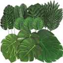 78 Pieces 7 Kinds Artificial Tropical Leaf Jungle Leaves Plant Safari Leaves Decorations for Hawaiian Party Decorations Beach Birthday Luau Party Decorations