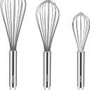 NileHome Stainless Steel Whisk Set 8" 10" 12" Kitchen Whisk Balloon Whisk Kitchen Wisk Wire Whisks for Cooking, Whisking, Blending, Beating, Stirring-3 Pack (Silver-3P)