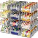Can Organizer For Pantry Canned Food Goods Organizer For Cabinet Clear Automatic Rolling Can Storage Organizer Pantry Holders Rack, Holds Up to 48 Cans (4Tier*3)