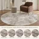 6FT Round Area Rugs for Living Room: Washable Large Neutral Abstract Circle Rug Soft Non Slip Stain Resistant Low Pile Indoor Carpet for Bedroom Dining Room Nursery Office Playroom - Brown Grey