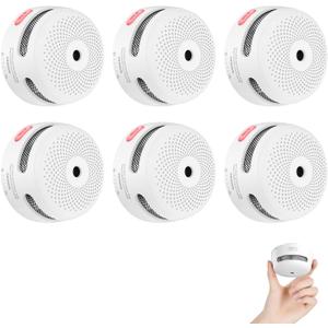 X-Sense Mini Smoke Alarm, 10-Year Battery Fire Alarm Smoke Detector with LED Indicator & Silence Button, XS01, 6-Pack