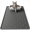 Cat Litter Box Mat, Large 34" X 22" Cat Litter Mat, Waterproof Silicone Pad for Floor, Black
