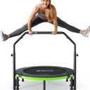 BCAN 40" Foldable Mini Trampoline, Rebounder Trampoline for Adults, Adjustable Foam Handle, Exercise Rebounder for Adults Indoor/ Garden Workout, Max Load 330lbs, Green