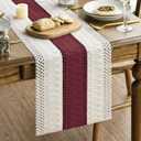Artoid Mode Red Farmhouse Rustic Table Runner, Seasonal Holiday Hollow Kitchen Dining Table Decoration for Home Party Decor 12x108 Inch